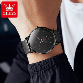 Relógio OLEVS Noir Eclipse Masculino com Pulseira Mesh