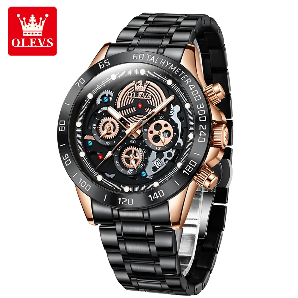 Relógio OLEVS Obsidian Fusion Masculino com Pulseira de Aço