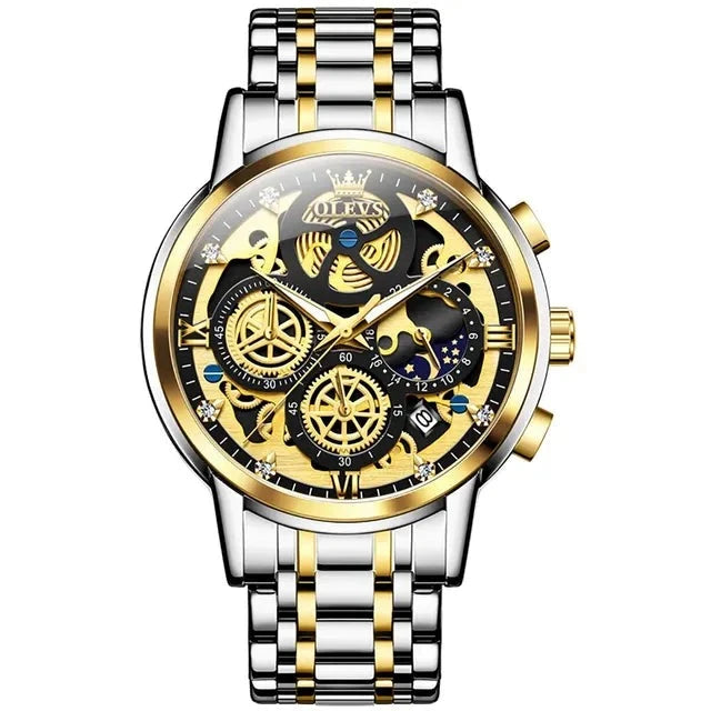 Relógio OLEVS Golden Majesty Masculino com Pulseira de Aço