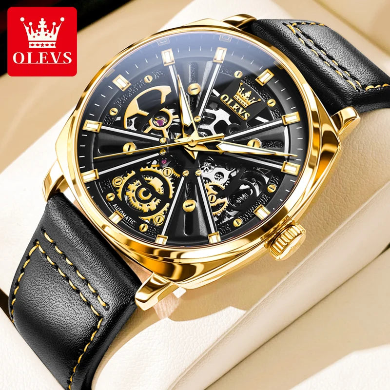 Relógio OLEVS Golden Enigma Masculino com Pulseira de Couro