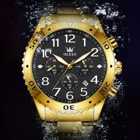 Relógio OLEVS Imperial Gold Masculino com Pulseira de Aço