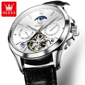 Relógio OLEVS Moonphase Master Masculino com Pulseira de Couro