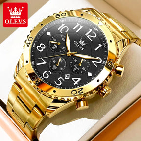 Relógio OLEVS Imperial Gold Masculino com Pulseira de Aço